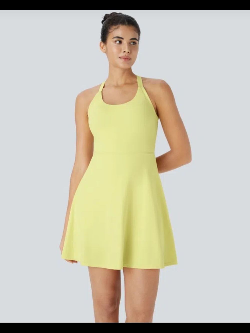 Women’s Yellow Fit-and-Flare Tank Dress - Picture 2 of 11